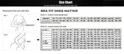 Bra size chart illustrating measurement steps for band and cup sizes.