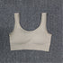 Professional sports seamless fitness bra for women, vest style, nylon fabric, beige color.