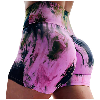 Ladies Tie Dye Printed Shorts Hip-Up Yoga Pants Ladies Tie Dye Printed Shorts Hip- Fashion-booth