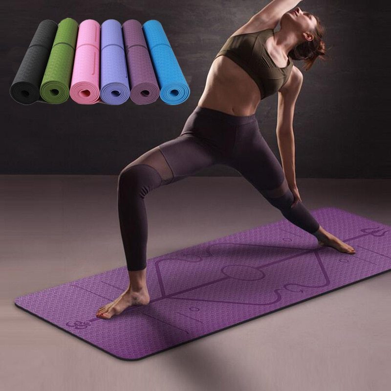 Non Slip TPE Yoga Mat Position Line Beginner - Fashion-booth