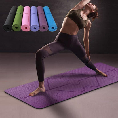 Non Slip TPE Yoga Mat Position Line Beginner - Fashion-booth