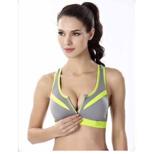 Professional padded push up sports brassiere with zipper for women, ideal for fitness, running, gym, yoga.