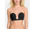 Gathered strapless invisible bra with polyester fabric and cotton lining.