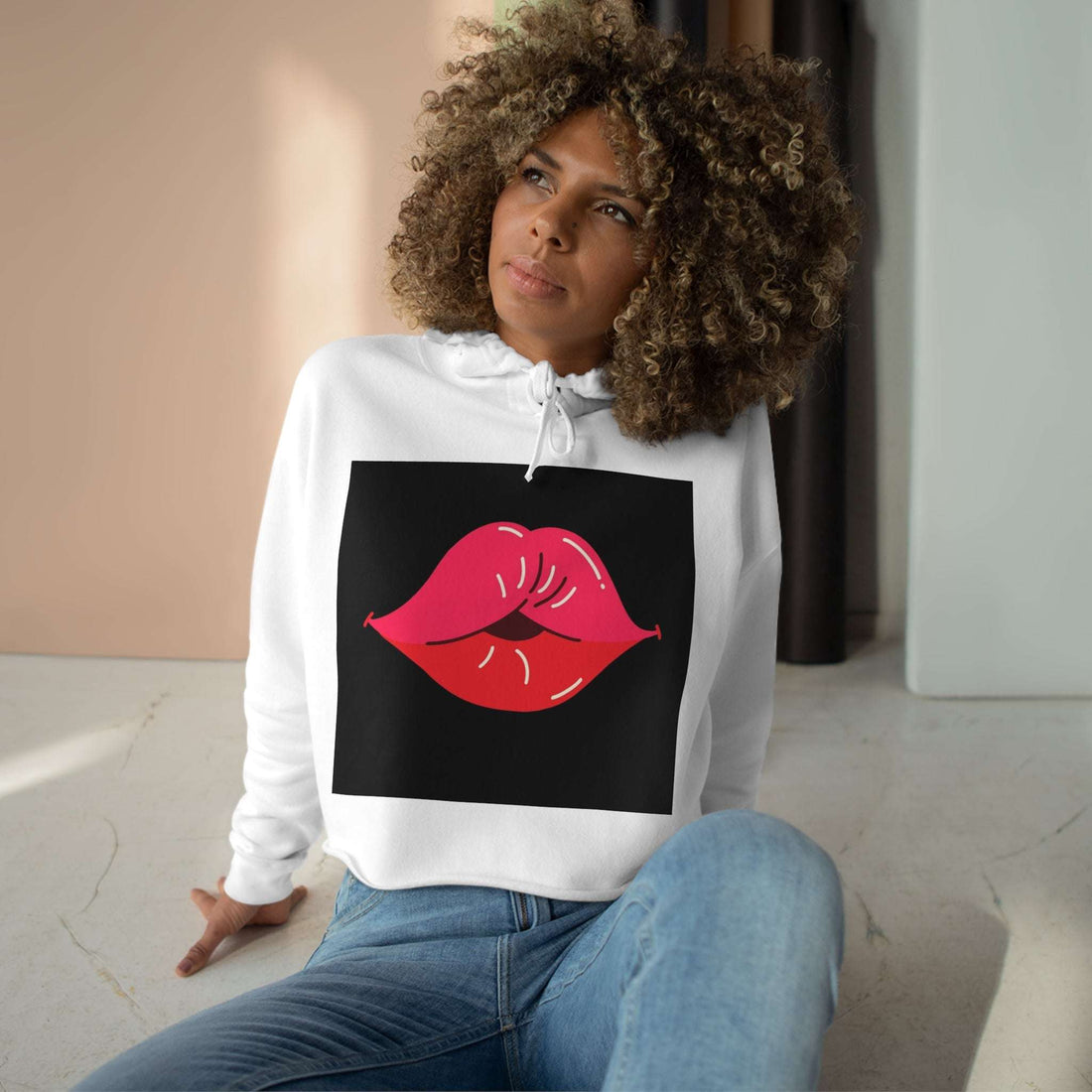 Luscious Red Lips Relaxed Fit Crop Hoodie Luscious Red Lips Relaxed Fit Crop Hoodie Fashion-booth