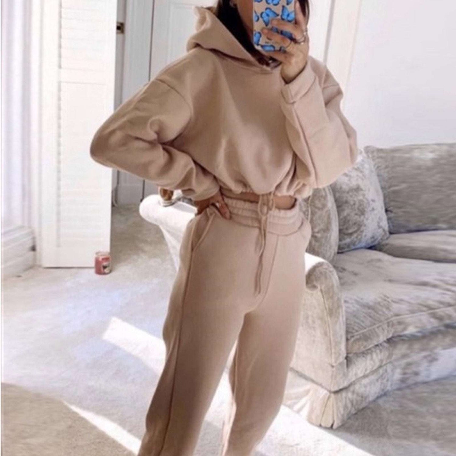 Jogging Suits For Women 2 Piece Sweatsuits Sexy Long Sleeve Hoodie Cas Women 2 Piece Sweatsuits Fashion-booth