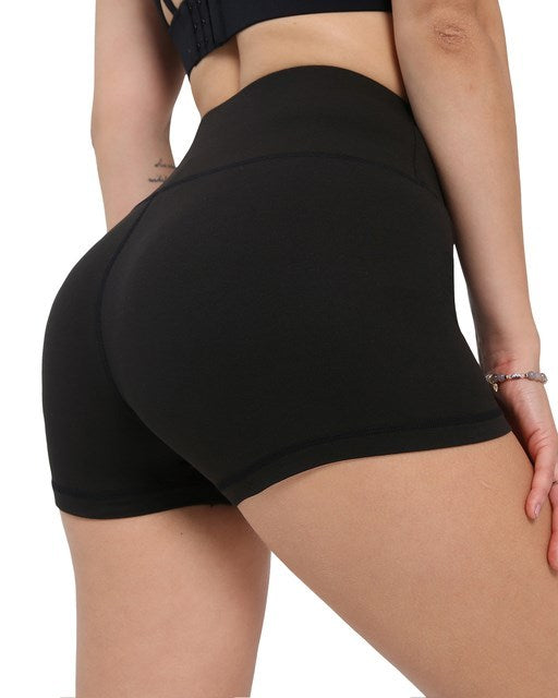 Women seamless biker short pants in black, showcasing a comfortable fit and stylish design.