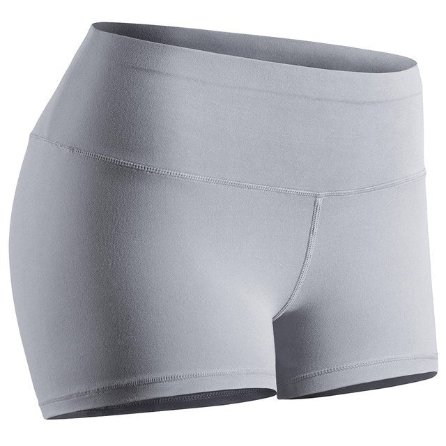 Women seamless biker short pants in light grey, featuring a high waistband and smooth finish.