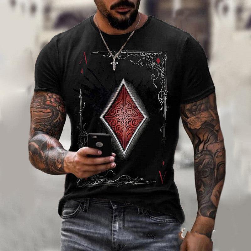 Playing Card Printing Men's T-Shirt Top - Fashion-booth