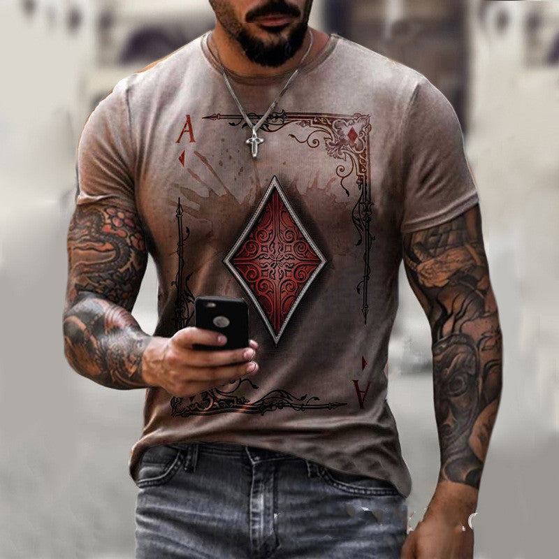 Playing Card Printing Men's T-Shirt Top - Fashion-booth