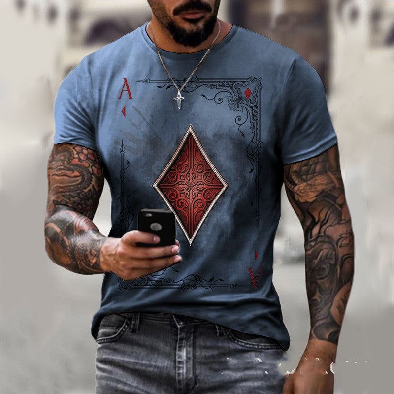 Playing Card Printing Men's T-Shirt Top - Fashion-booth