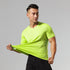 Running fitness quick-drying ice silk stretch t-shirt in fluorescent green.