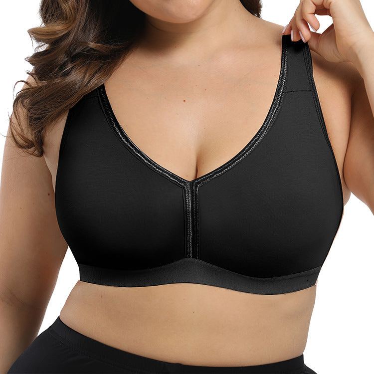 Women full cup large size bra in black cotton fabric.