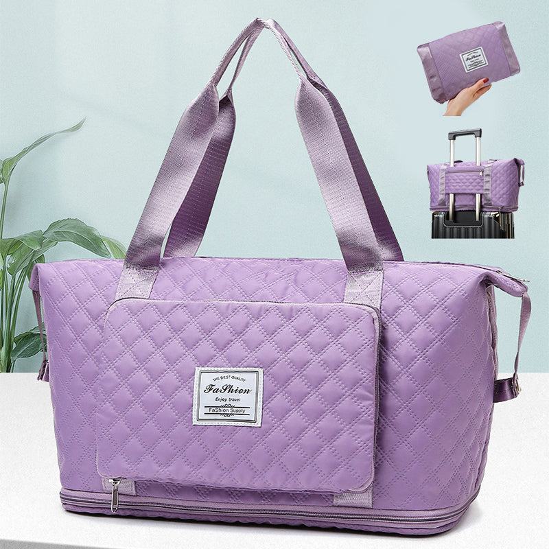 Foldable Travel Duffle Bag With Rhombus Sewing Design Large Capacity F Rhombus Sewing Design Large Capacity Fitness handbag Fashion-booth