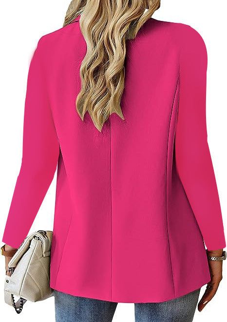 Polyester Autumn Long Sleeve Solid Color Cardigan Small Suit Jacket For Women - Fashion-booth