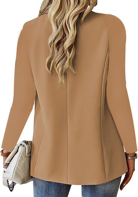 Polyester Autumn Long Sleeve Solid Color Cardigan Small Suit Jacket For Women - Fashion-booth
