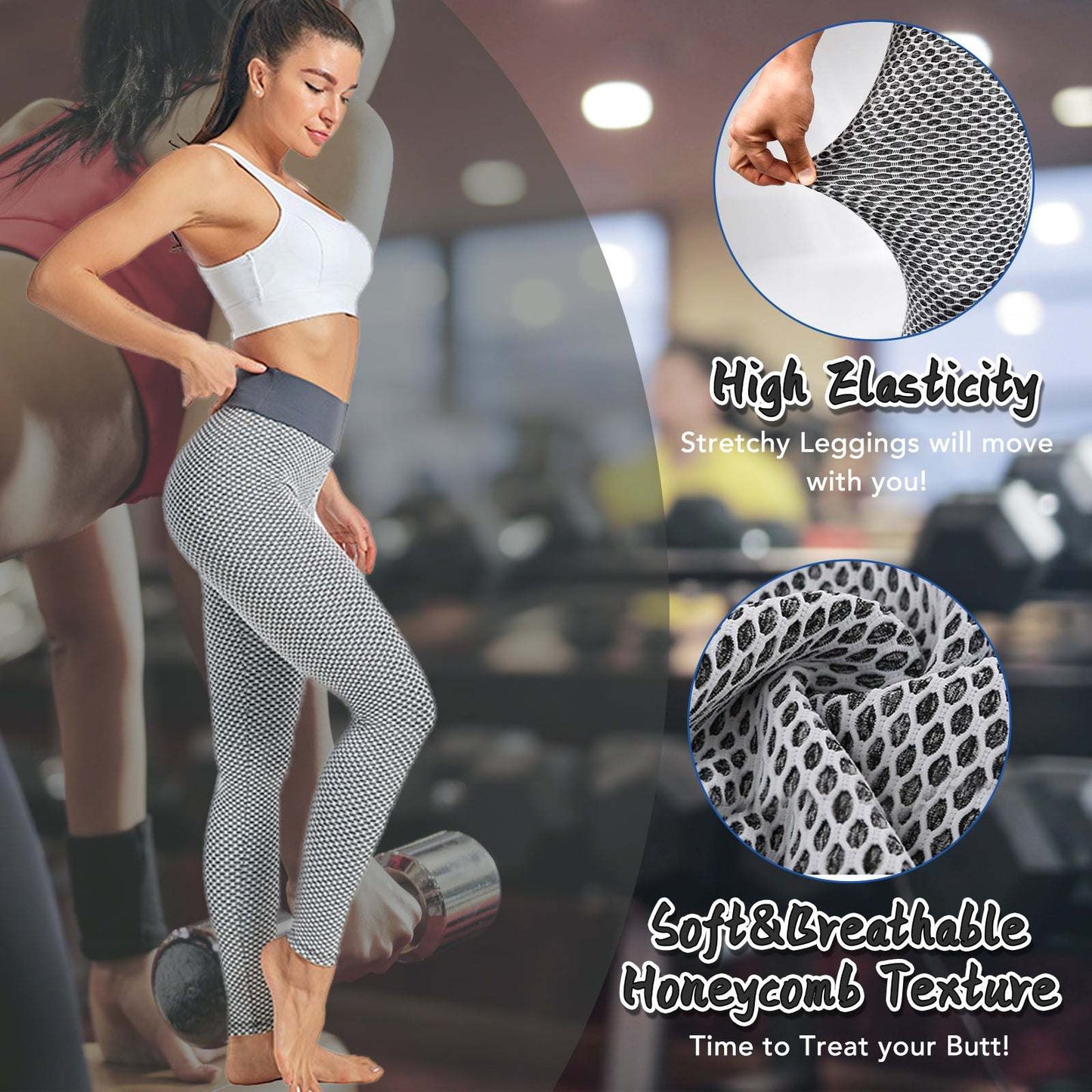 TIK Tok Leggings Women Butt Lifting Workout Tights Plus Size Sports High Waist Yoga Pants Light Grey - Fashion-booth