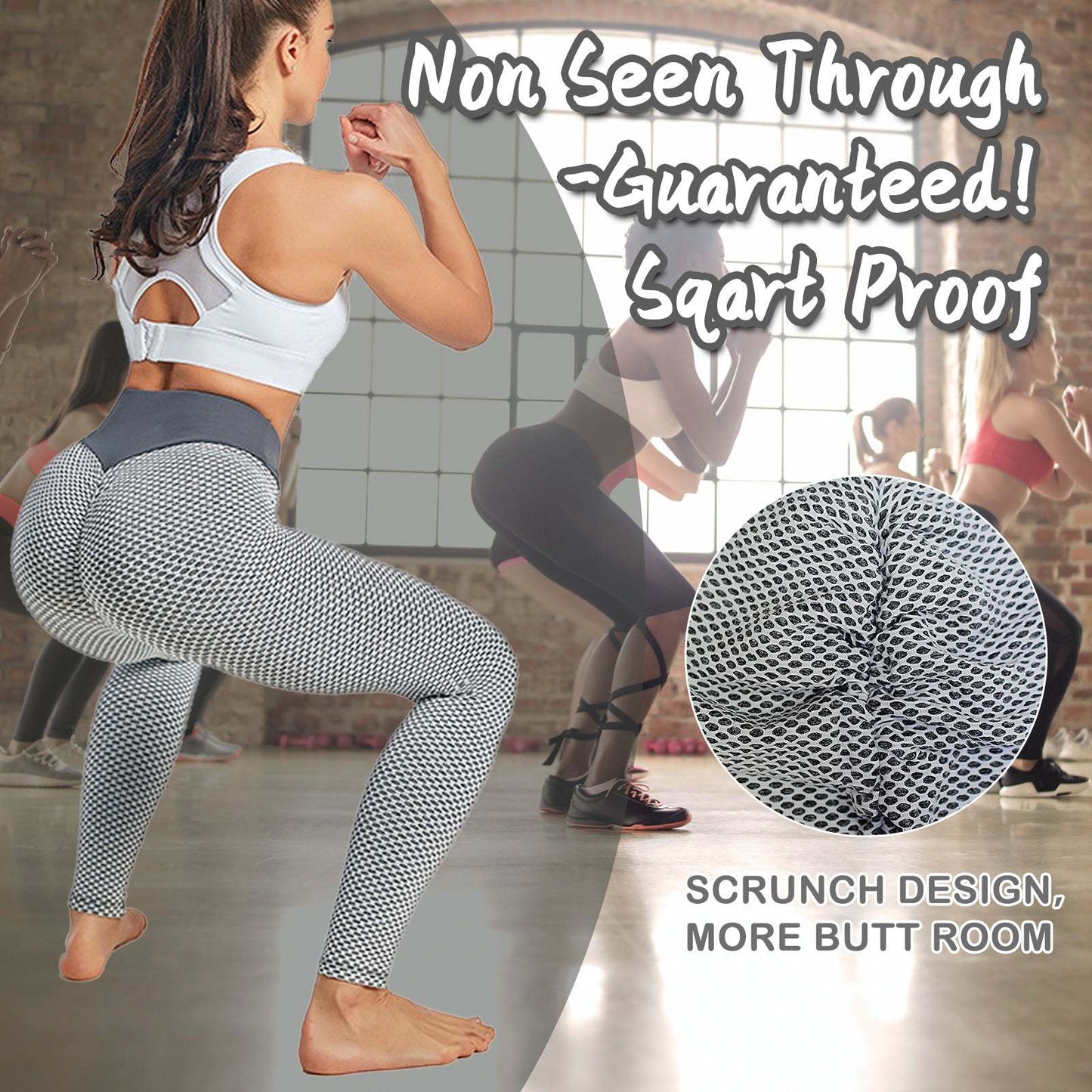 TIK Tok Leggings Women Butt Lifting Workout Tights Plus Size Sports High Waist Yoga Pants Light Grey - Fashion-booth