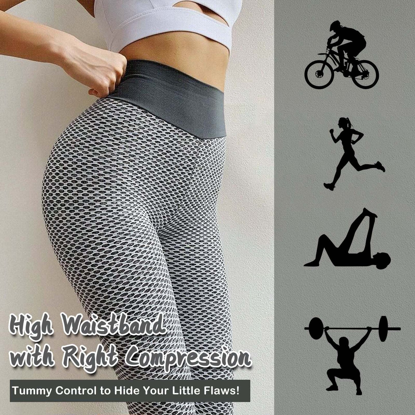 TIK Tok Leggings Women Butt Lifting Workout Tights Plus Size Sports High Waist Yoga Pants Light Grey - Fashion-booth