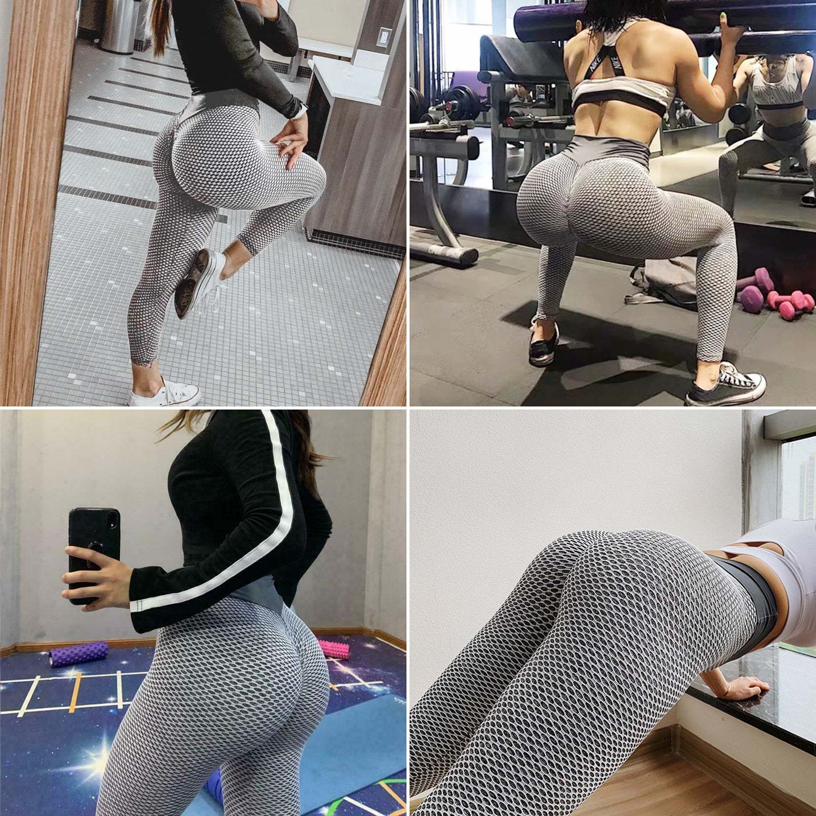 TIK Tok Leggings Women Butt Lifting Workout Tights Plus Size Sports High Waist Yoga Pants Light Grey - Fashion-booth