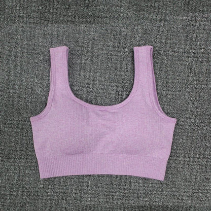 Professional sports seamless fitness bra for women in lilac color