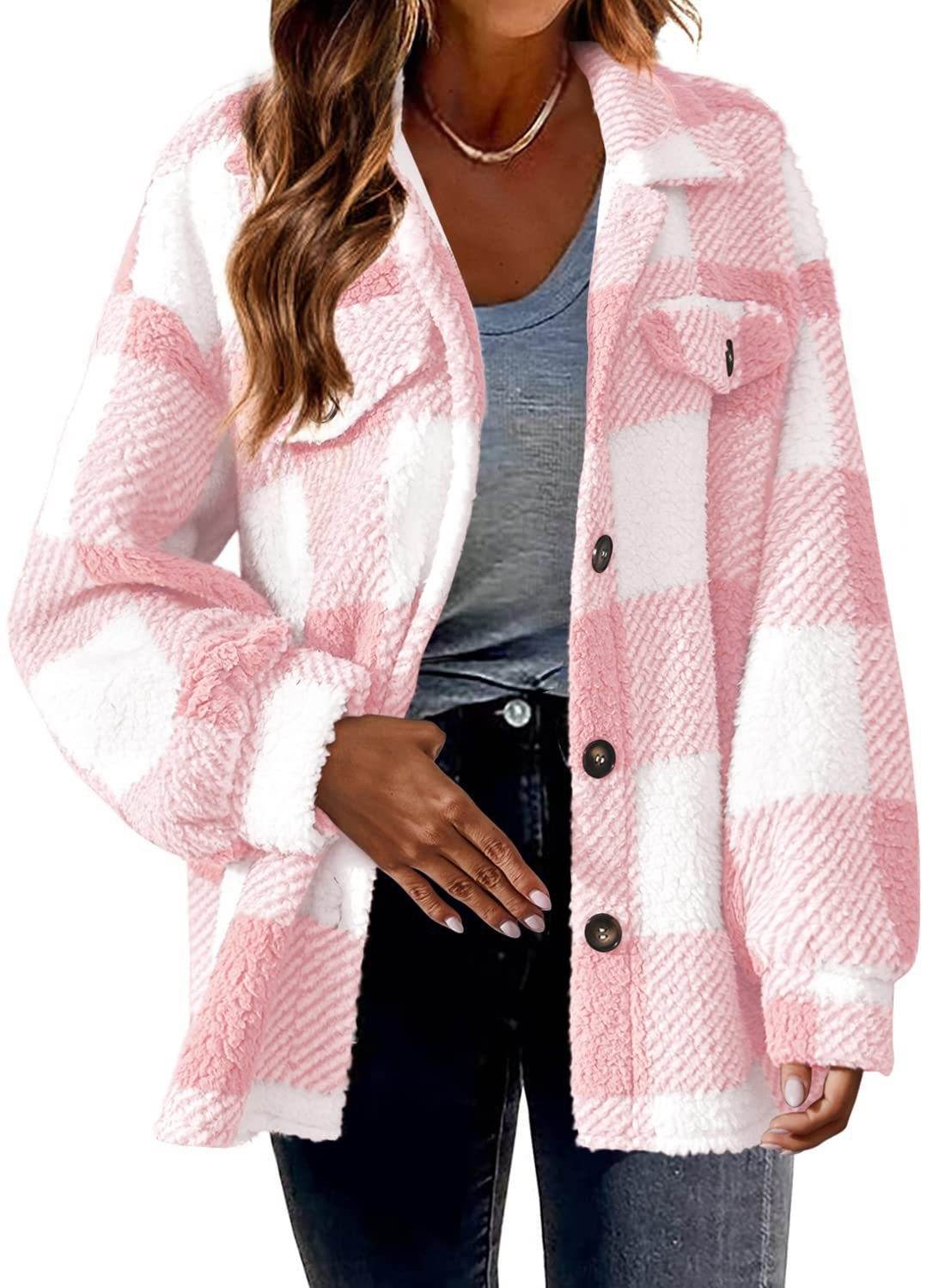 Women's Fashion Jacket Button Plush Coat - Fashion-booth