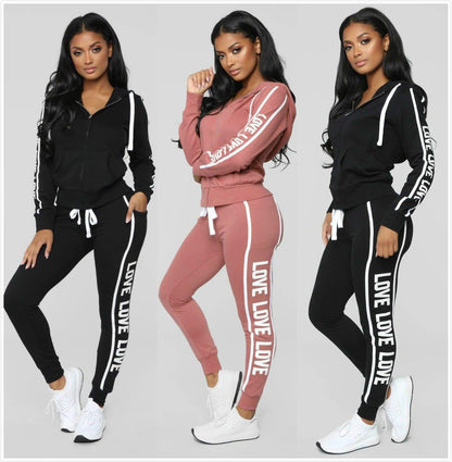 Sports and leisure black-pink-wine red Tracksuits Sports Fashion-booth