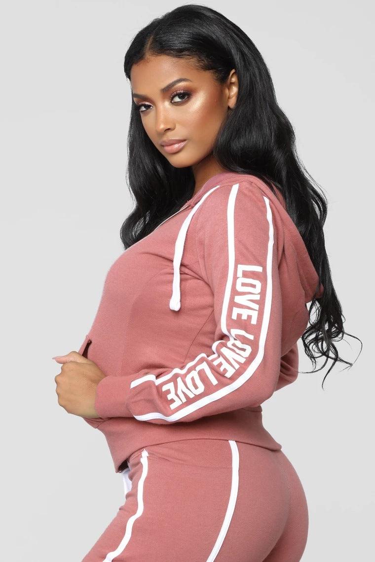 Sports and leisure black-pink-wine red Tracksuits Sports Fashion-booth