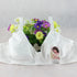 Cotton nursing bra for pregnant women in white with floral background.