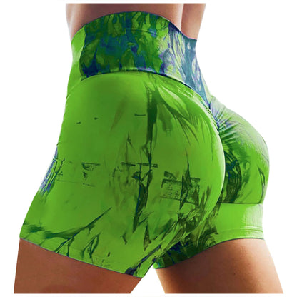 Ladies Tie Dye Printed Shorts Hip-Up Yoga Pants Ladies Tie Dye Printed Shorts Hip- Fashion-booth