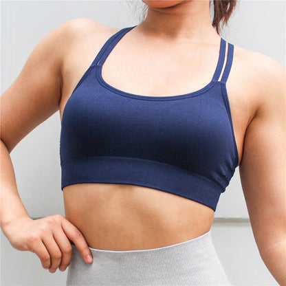 Seamless Hollow Out Fitness Gym Bra Women Double Straps Sport Yoga Bra Fitness Gym Bra Women Double Straps Sport Yoga Bra Quick Dry Fashion-booth