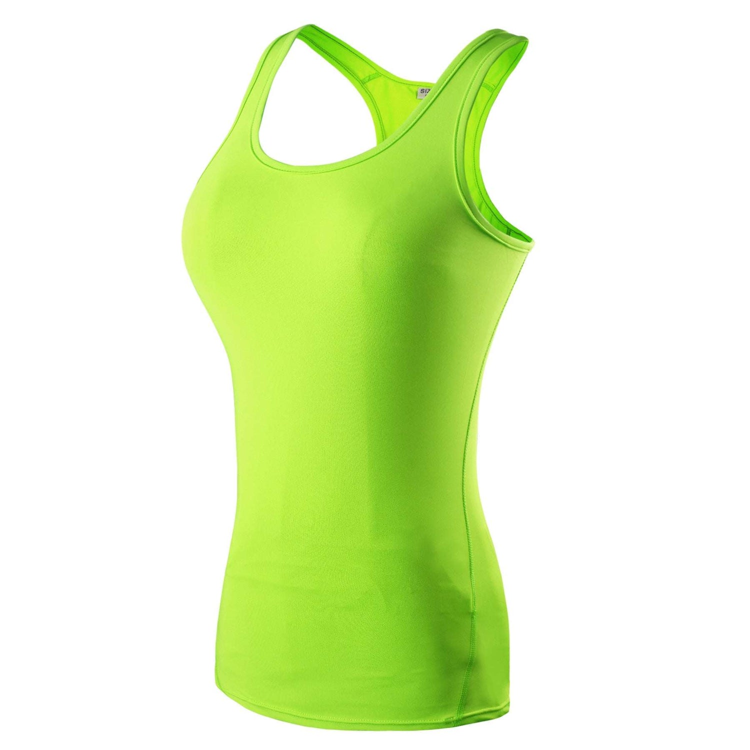 Plus size women bra tank top in bright green polyester fiber.