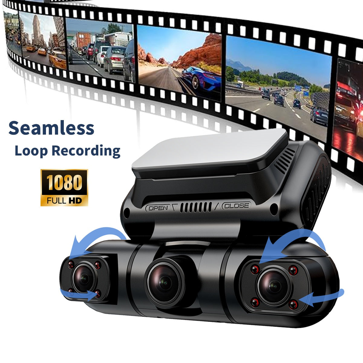 Hainatech 360 Degree View 4 Channel Dash Cam Front And Rear Inside Left Right, Dash Camera For Cars, Built-in GPS WiFi Night Vision, 24 7 Recording Parking Mode Monitor, Free 128G Card - Fashion-booth