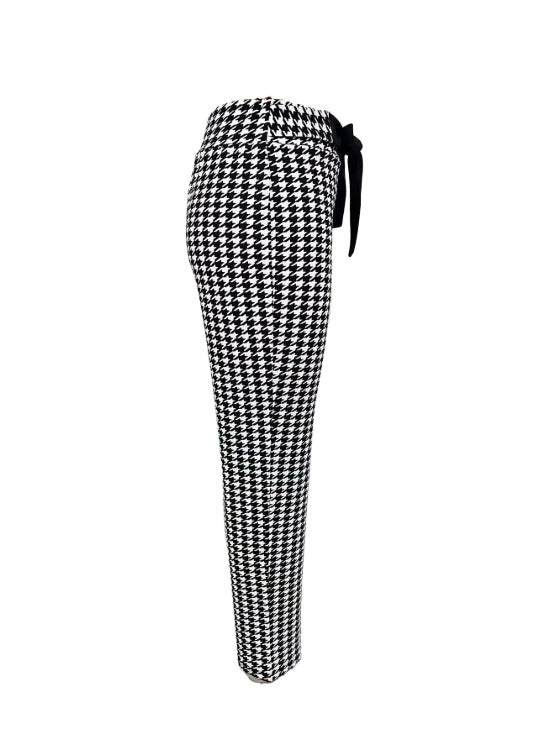 Ladies' Thousand Bird Grid Bow Fashion Casual Pants - Fashion-booth