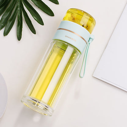 Glass Water Bottle With Tea Infuser Filter Tea Separation Double Wall  Tea Infuser Filter Tea Separation Double Wall Glass Bottle Leakproof Fashion-booth