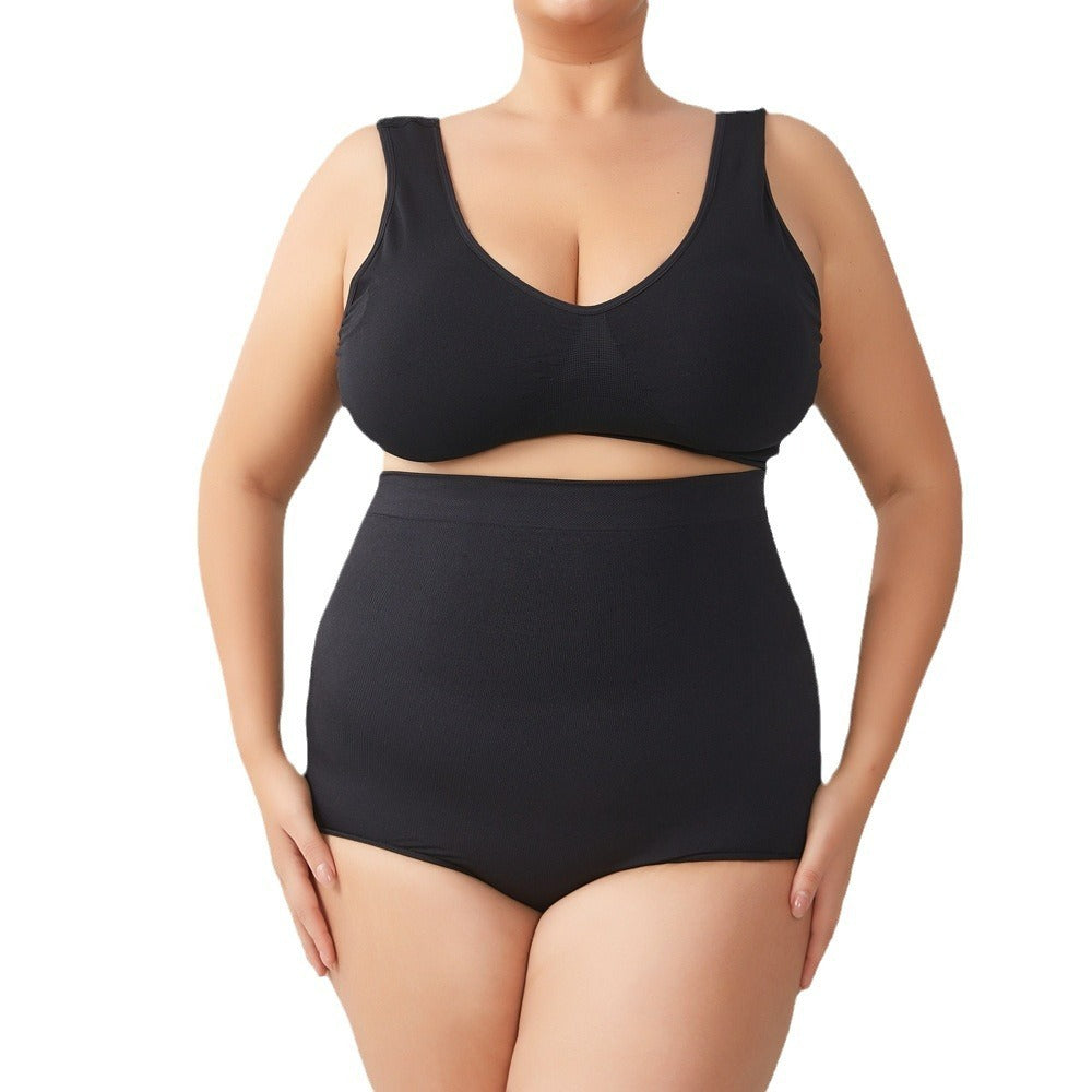 High waisted body shaping underwear in black color, seamless and butt-lift design.