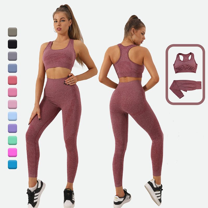 2PCS Yoga Set Women Vitality Seamless Gym Set High Waist Fitness Crop  2PCS Yoga Set Women Vitality Seamless Gym Set Fashion-booth