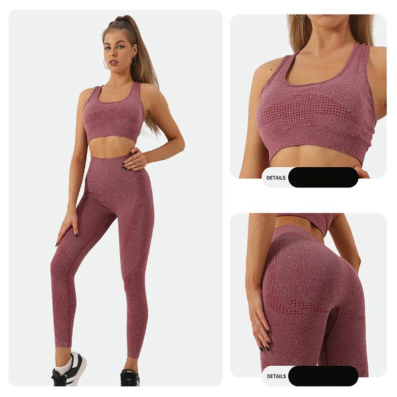 2PCS Yoga Set Women Vitality Seamless Gym Set High Waist Fitness Crop  2PCS Yoga Set Women Vitality Seamless Gym Set Fashion-booth