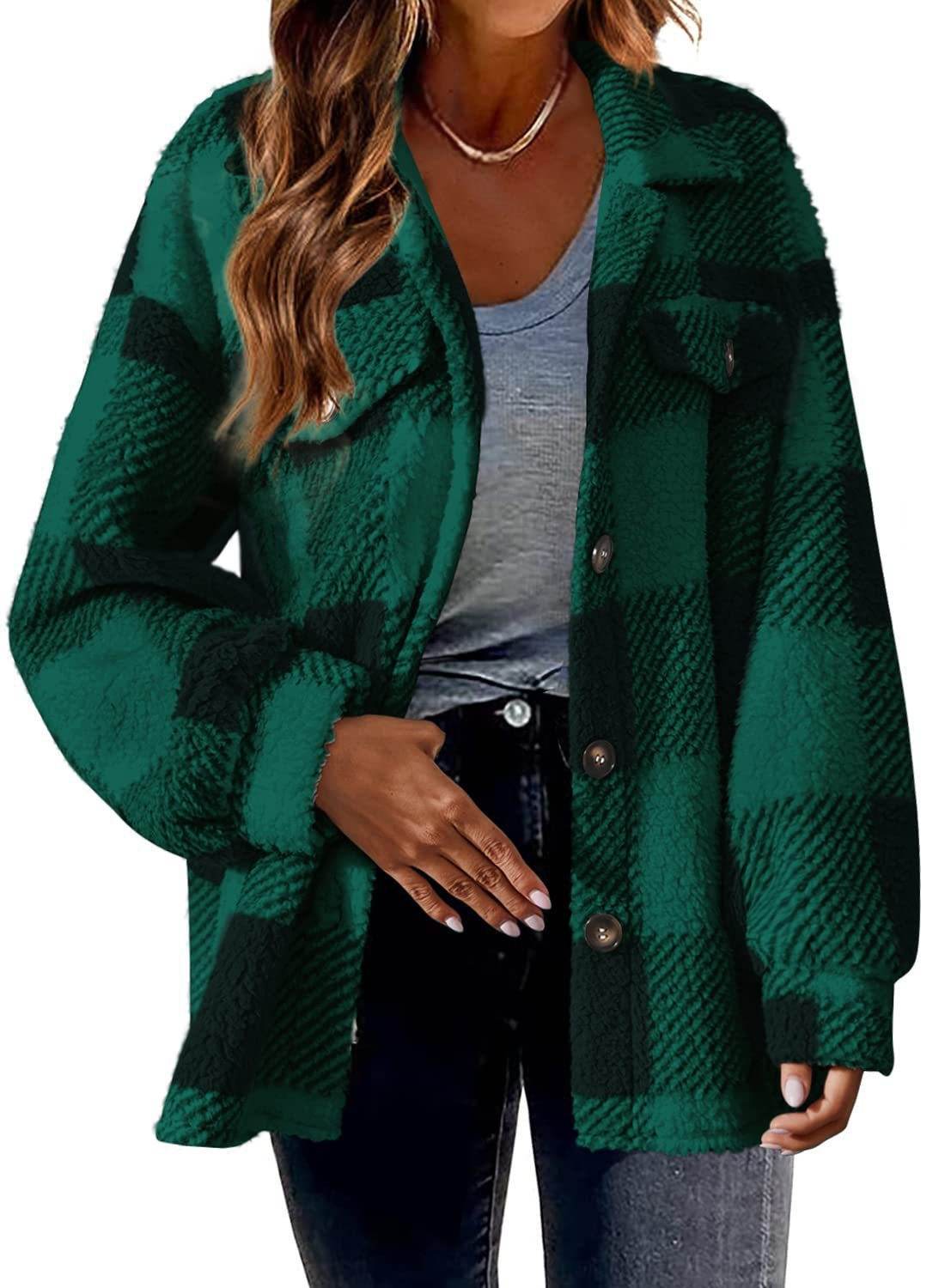 Women's Fashion Jacket Button Plush Coat - Fashion-booth