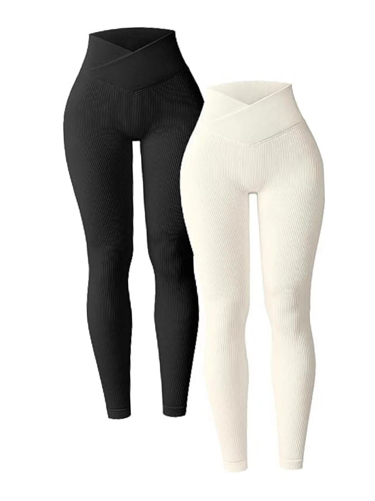 Charcoal Rib High Waist Cross Sports Bottoming Casual Leggings Charcoal Rib High Waist Cross Sports Bottoming Casual Leggings Fashion-booth