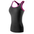 Women Bra Tank Top Plus Size in black with pink trim, polyester fiber fabric.