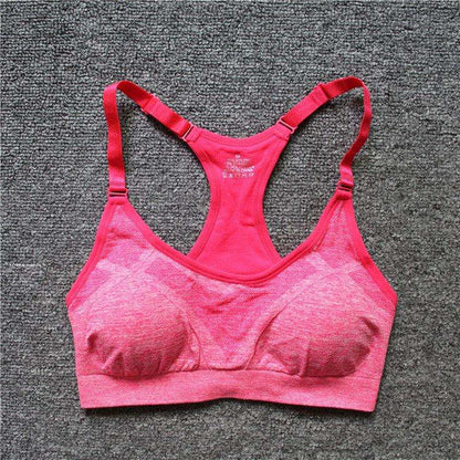 Women Shockproof Sport Bra, seamless and breathable, ideal for yoga and running.