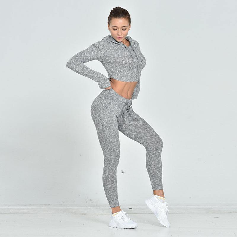 New Sexy Navel Knitted Fitness Sports Suit Sexy Navel Knitted Fitness Sports Suit Fashion-booth