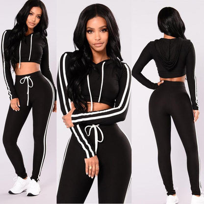 Women Ladies Tracksuit Crop Hoodies Sweatshirt Pants Sets Slim Wear Ca Women Ladies Tracksuit Crop Hoodies Sweatshirt Pants Sets Slim Wear Casual Suit Fashion-booth