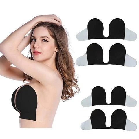 Gathered strapless invisible bra without steel ring, polyester and cotton fabric.