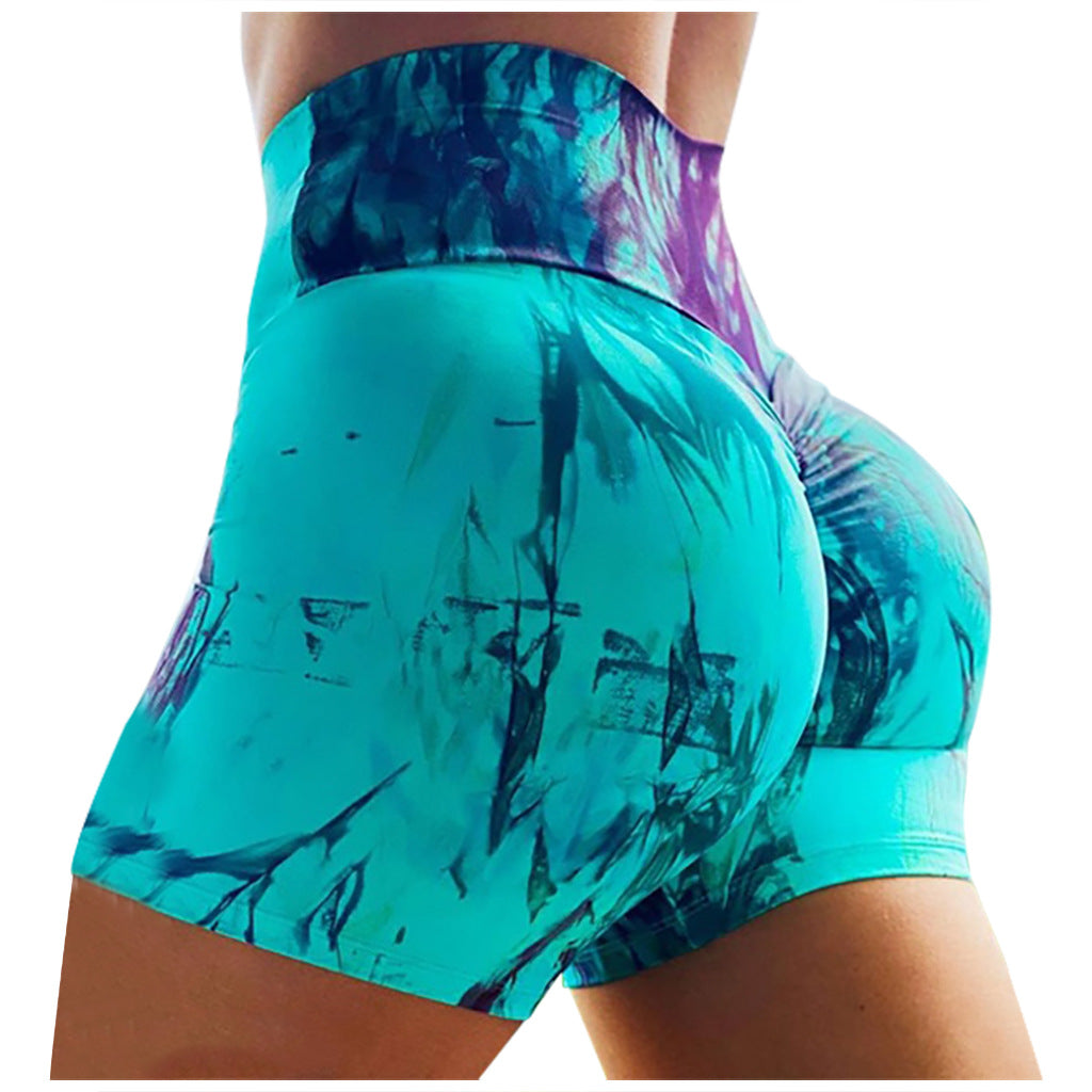 Ladies Tie Dye Printed Shorts Hip-Up Yoga Pants Ladies Tie Dye Printed Shorts Hip- Fashion-booth