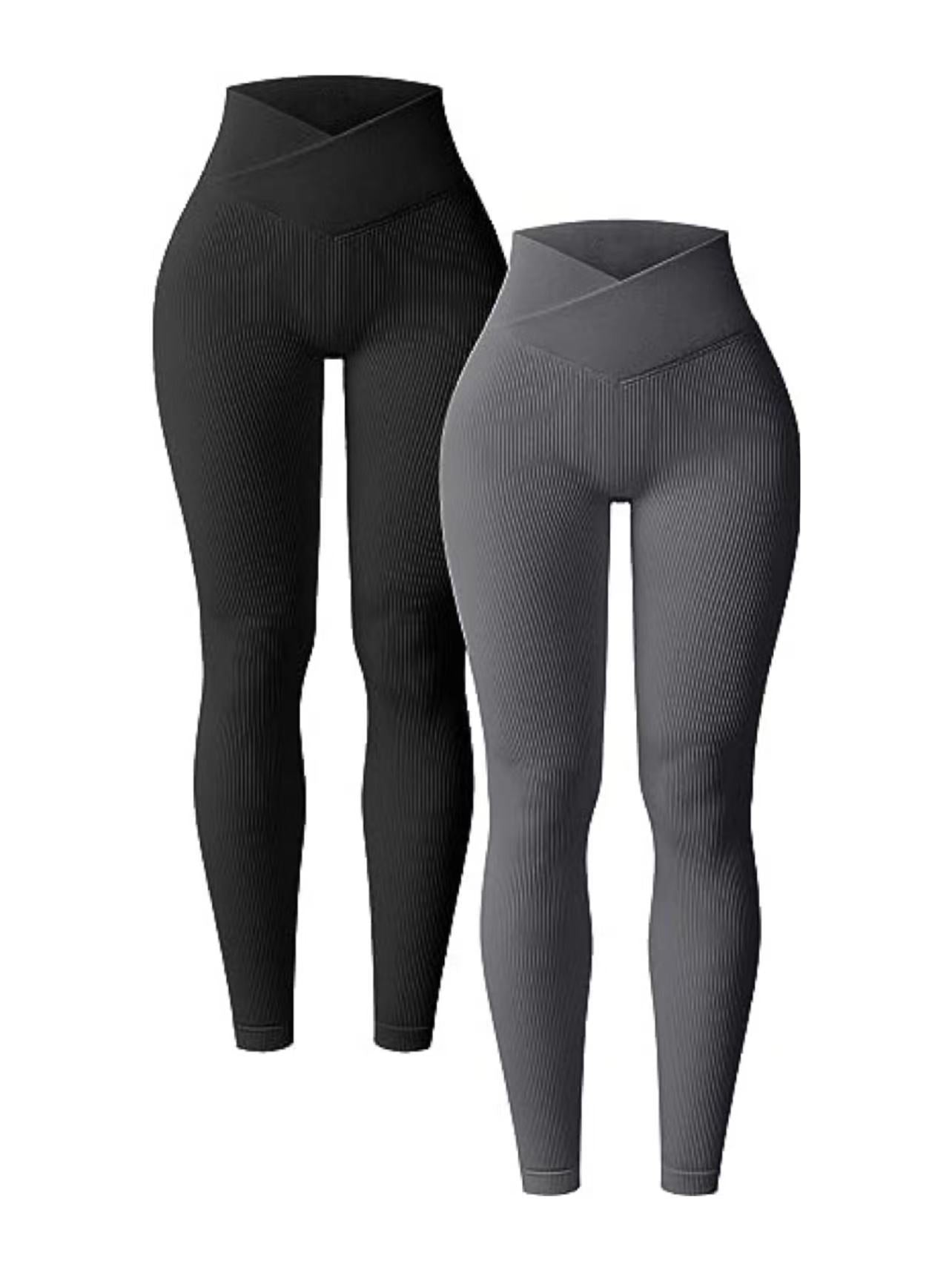 Charcoal Rib High Waist Cross Sports Bottoming Casual Leggings Charcoal Rib High Waist Cross Sports Bottoming Casual Leggings Fashion-booth