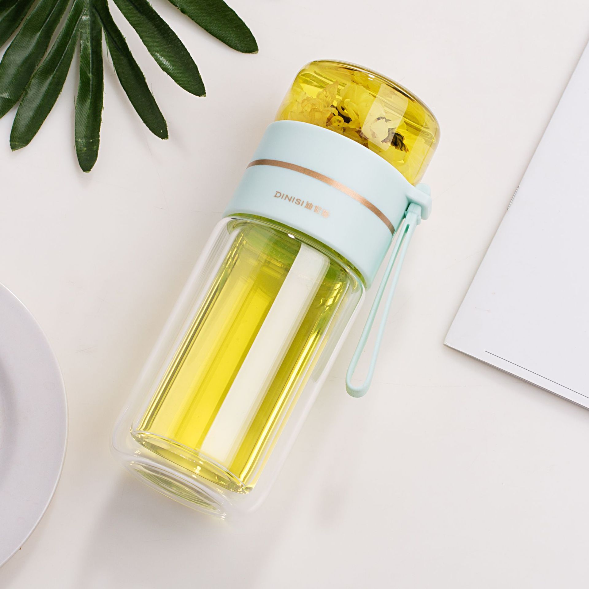 Glass Water Bottle With Tea Infuser Filter Tea Separation Double Wall  Tea Infuser Filter Tea Separation Double Wall Glass Bottle Leakproof Fashion-booth