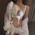 Lace gathered non-wire bra in elegant white, adjustable for big and small breasts, ideal for breastfeeding.