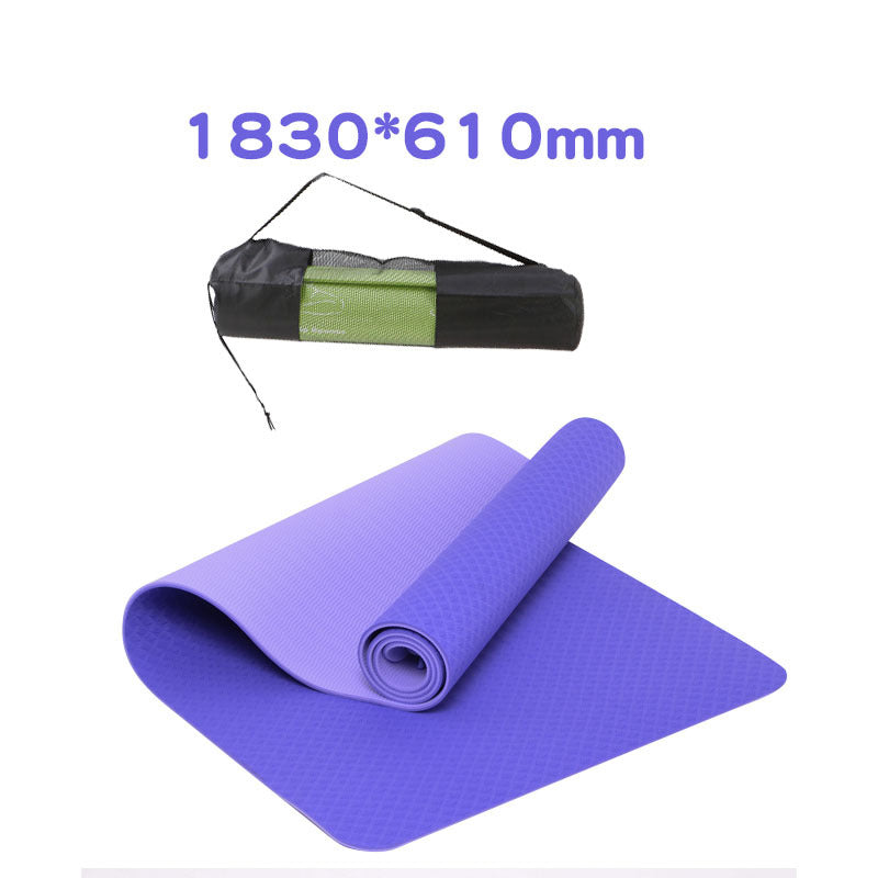 Non-slip TPE yoga mat, purple, 1830x610mm, lightweight and easy to carry with a yoga bag.