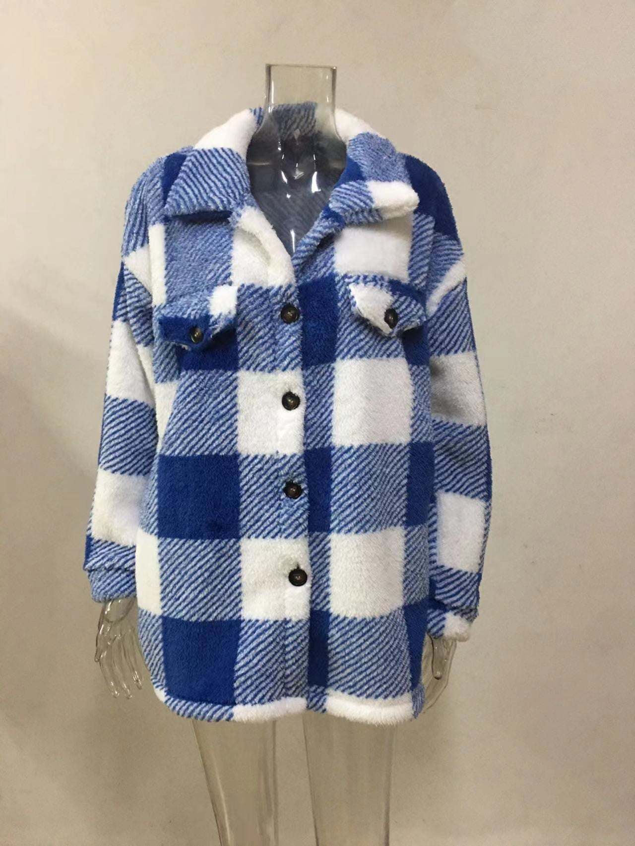 Women's Fashion Jacket Button Plush Coat - Fashion-booth